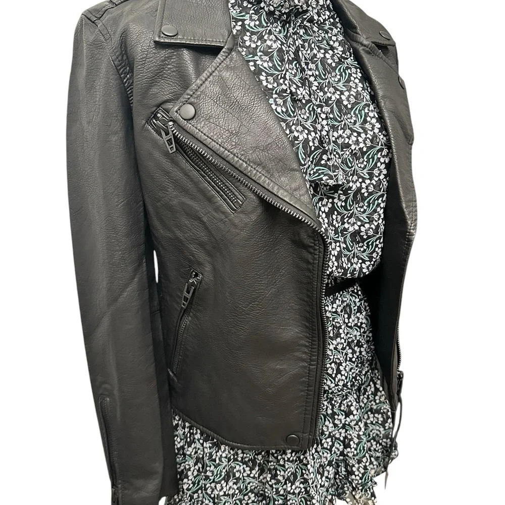 BLANK NYC Moto Jacket Vegan Leather Matte Black Onyx Women’s Size XS Small NEW - Picture 4 of 15